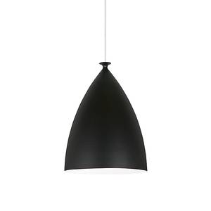 Lampada a sospensione Slope Metallo/Tessuto Nero/Bianco - Diametro: 22 cm