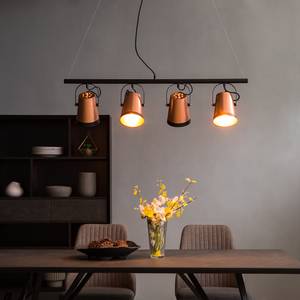 Hanglamp Trend Buckets aluminium/ijzer - 4 lichtbronnen - Koperkleurig/zwart