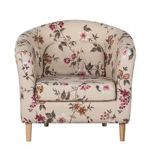 Fauteuil Philipp gebloemde geweven stof - Beige