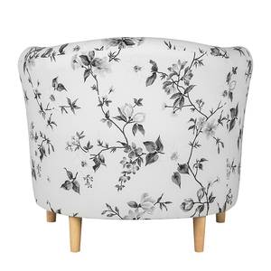 Fauteuil Philipp Tissu avec motif floral - Blanc / Noir