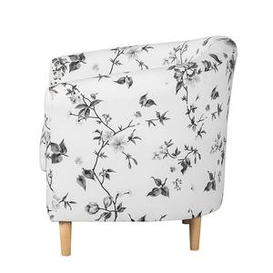 Fauteuil Philipp Tissu avec motif floral - Blanc / Noir