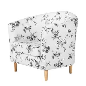 Fauteuil Philipp Tissu avec motif floral - Blanc / Noir