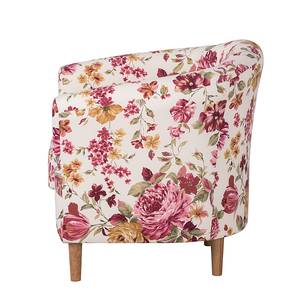 Fauteuil Philipp gebloemde geweven stof beige/roze