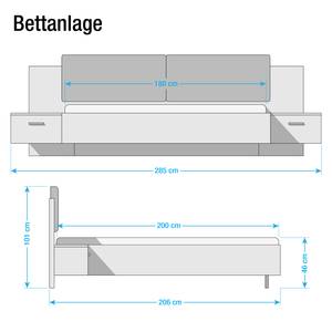 Bettanlage Jaslo (3-teilig) inkl. Beleuchtung - Weiß / Sandeiche Dekor