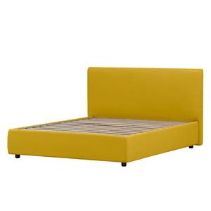 Gestoffeerd bed Alessio (incl. opbergruimte- - Stof Valona: Mosterdgeel - 180 x 200cm - 1 opbergruimte