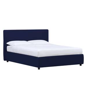 Gestoffeerd bed Alessio (incl. opbergruimte- - Stof Valona: Donkerblauw - 90 x 200cm - 1 opbergruimte