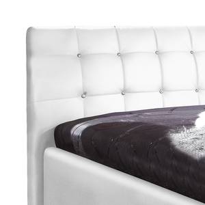 Lit rembourré Aline Cuir synthétique - Blanc - 160 x 200cm - Matelas de mousse froide