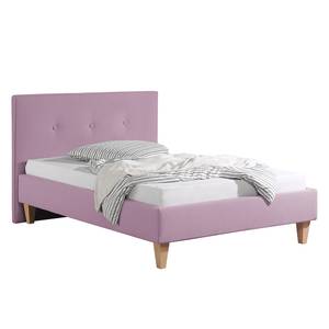 Lit capitonné Alnarp Tissu structuré Mauve - 140 x 200cm - Sans sommier & matelas