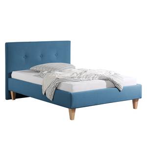 Gestoffeerd bed Alnarp structuurstof Jeansblauw - 140 x 200cm - Met lattenbodem