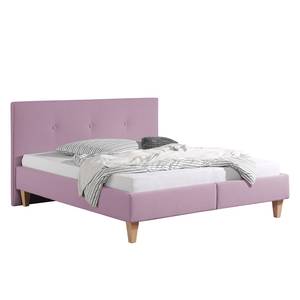 Lit capitonné Alnarp Tissu structuré Mauve - 180 x 200cm - Sans sommier & matelas