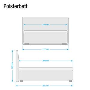 Polsterbett Alto Comfort Kunstleder Kunstleder Schwarz/Weiß - Schwarz - 160 x 200cm