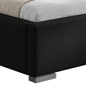 Cadre de lit matelassé Alto Confort Revêtement en cuir synthétique - Noir - 180 x 200cm