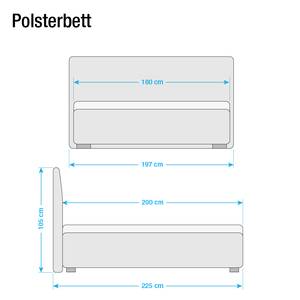 Polsterbett Alto Comfort Kunstleder Kunstleder Schwarz/Weiß - Schwarz - 180 x 200cm