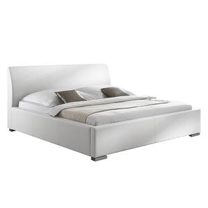 Cadre de lit matelassé Alto Confort Revêtement en cuir synthétique - Blanc - 180 x 200cm