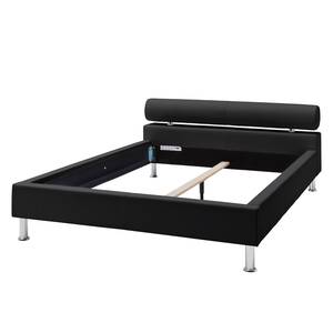 Letto imbottito Anello Similpelle - Nero - 100 x 200cm