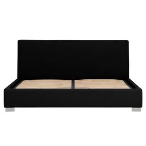 Gestoffeerd bed Aralia I echt leer - Leer Arik: Zwart - 140 x 200cm - 1 opbergruimte - Cilinder