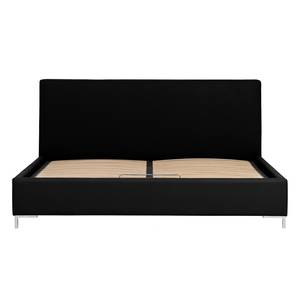 Gestoffeerd bed Aralia I echt leer - Leer Arik: Zwart - 140 x 200cm - 1 opbergruimte - T-vorm