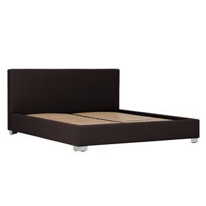 Gestoffeerd bed Aralia I echt leer - Leer Arik: Espressokleurig - 160 x 200cm - Geen opbergruimte - Cilinder