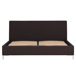 Lit rembourré Aralia I Cuir véritable - Cuir Arik : Couleur expresso - 160 x 200cm - Pas de tiroir de lit - Forme en T