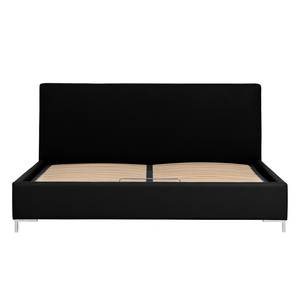 Gestoffeerd bed Aralia I echt leer - Leer Arik: Zwart - 160 x 200cm - Geen opbergruimte - T-vorm