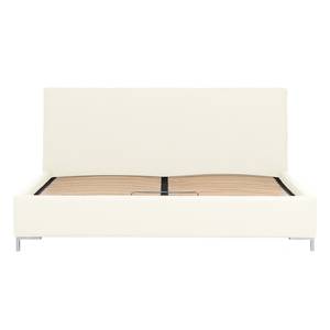 Lit rembourré Aralia I Cuir véritable - Cuir Arik : Blanc - 160 x 200cm - Pas de tiroir de lit - Forme en T