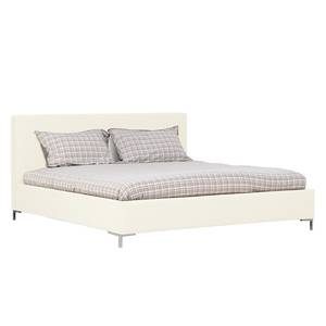 Gestoffeerd bed Aralia I echt leer - Leer Arik: Wit - 160 x 200cm - 1 opbergruimte - T-vorm