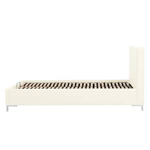 Lit rembourré Aralia I Cuir véritable - Cuir Arik : Blanc - 160 x 200cm - 1 tiroir de lit - Forme en T