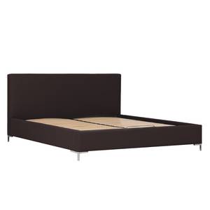 Gestoffeerd bed Aralia I echt leer - Leer Arik: Espressokleurig - 180 x 200cm - Geen opbergruimte - T-vorm