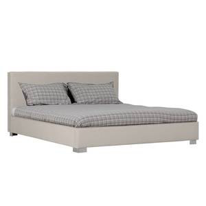 Gestoffeerd bed Aralia I geweven stof - Stof Naya: Grijs-Beige - 140 x 200cm - Geen opbergruimte - Cilinder