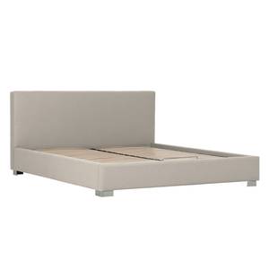 Gestoffeerd bed Aralia I geweven stof - Stof Naya: Grijs-Beige - 140 x 200cm - Geen opbergruimte - Cilinder