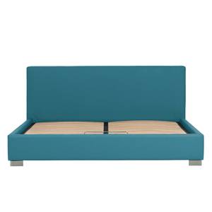 Gestoffeerd bed Aralia I geweven stof - Stof Naya: Turquoise - 140 x 200cm - Geen opbergruimte - Cilinder