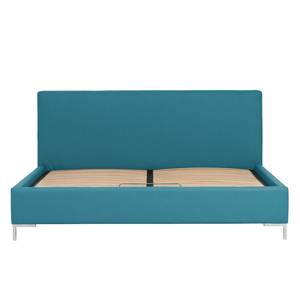 Gestoffeerd bed Aralia I geweven stof - Stof Naya: Turquoise - 140 x 200cm - 1 opbergruimte - T-vorm