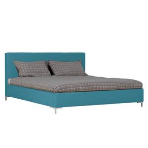 Gestoffeerd bed Aralia I geweven stof - Stof Naya: Turquoise - 160 x 200cm - Geen opbergruimte - T-vorm