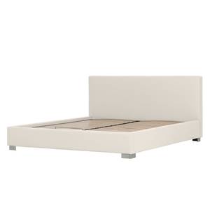 Gestoffeerd bed Aralia I geweven stof - Stof Naya: Grijs-Beige - 160 x 200cm - 1 opbergruimte - Cilinder