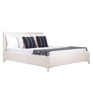 Gestoffeerd bed Aralia I geweven stof - Stof Floreana: Beige - 160 x 200cm - 1 opbergruimte - T-vorm