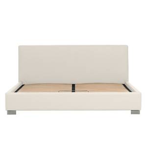 Gestoffeerd bed Aralia I geweven stof - Stof Naya: Grijs-Beige - 180 x 200cm - 1 opbergruimte - Cilinder