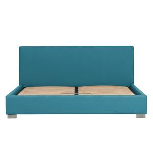 Gestoffeerd bed Aralia I geweven stof - Stof Naya: Turquoise - 180 x 200cm - 1 opbergruimte - Cilinder