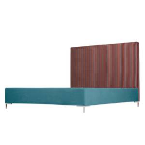 Gestoffeerd bed Aralia II geweven stof - Stof Naya: Turquoise - 160 x 200cm - Geen opbergruimte - T-vorm