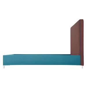 Gestoffeerd bed Aralia II geweven stof - Stof Naya: Turquoise - 160 x 200cm - Geen opbergruimte - T-vorm