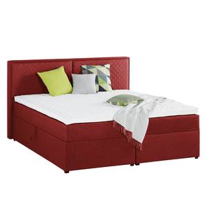 Gestoffeerd bed Asmara geweven stof - grijs - Bordeauxrood - 160 x 200cm - Met hoofdeinde