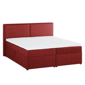 Gestoffeerd bed Asmara geweven stof - grijs - Bordeauxrood - 180 x 200cm - Met hoofdeinde