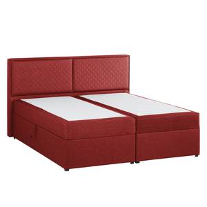 Gestoffeerd bed Asmara geweven stof - grijs - Bordeauxrood - 160 x 200cm - Met hoofdeinde