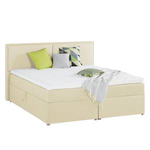 Gestoffeerd bed Asmara geweven stof - grijs - Ecrú - 160 x 200cm - Met hoofdeinde