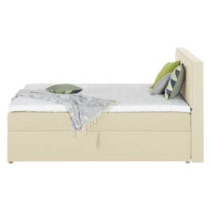 Gestoffeerd bed Asmara geweven stof - grijs - Ecrú - 140 x 200cm - Met hoofdeinde