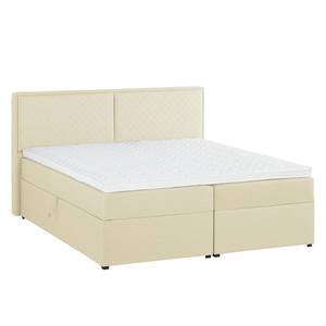 Gestoffeerd bed Asmara geweven stof - grijs - Ecrú - 180 x 200cm - Met hoofdeinde