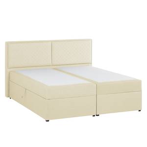 Gestoffeerd bed Asmara geweven stof - grijs - Ecrú - 180 x 200cm - Met hoofdeinde