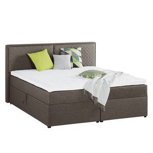 Gestoffeerd bed Asmara geweven stof - grijs - Espressokleurig - 160 x 200cm - Met hoofdeinde