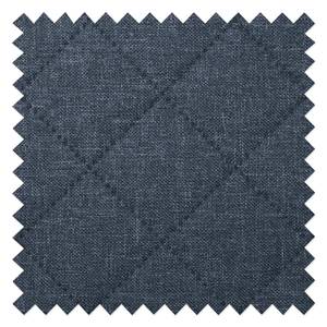 Lit capitonné Asmara (avec coffre) Tissu - Gris - Bleu jean - 140 x 200cm - Avec tête de lit