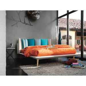 Gestoffeerd bed Brogan geweven stof - Beige - 140 x 200cm