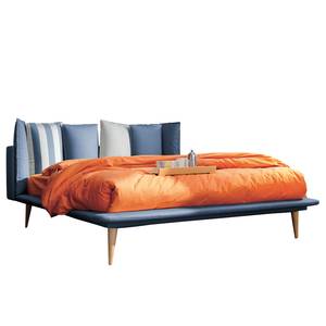 Gestoffeerd bed Brogan geweven stof - Zeeblauw - 140 x 200cm